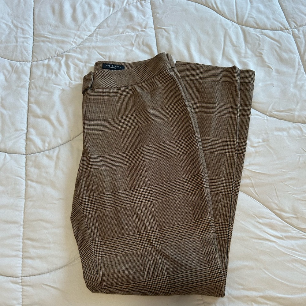 rag & bone Brown Checkered Women's Straight Leg Pants